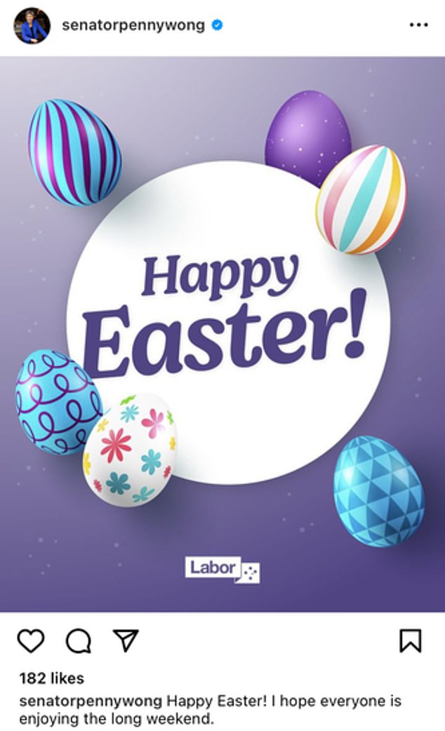 Before posting about Transgender Day of Visibility, Penny Wong shared a Happy Easter post