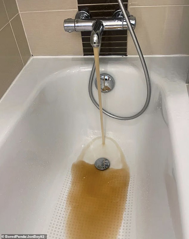 Clean water is essential when staying in a hotel, but one guest was unlucky to find that their bath water was brown.