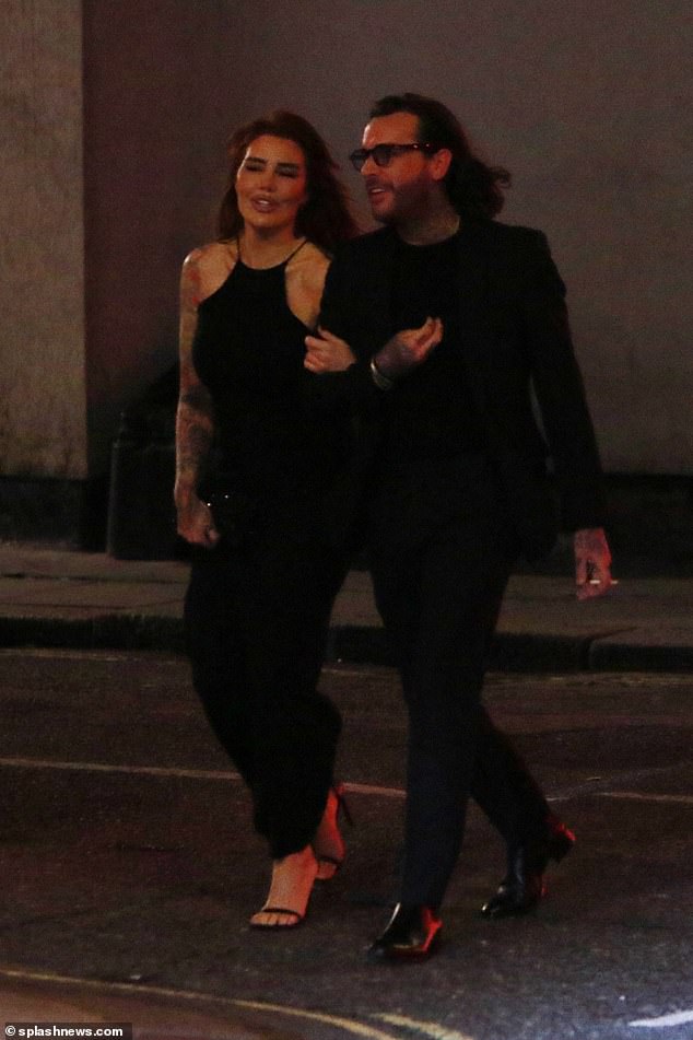 Pete Wicks put on a loved up display with a stunning model called Jessica on a night out in London on Wednesday