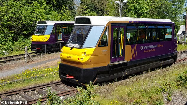 The service running on the Stourbridge branch line is operated by 'Pre Metro' and West Midlands Railway using a pair of rare 'Parry People Movers' Class 139s.