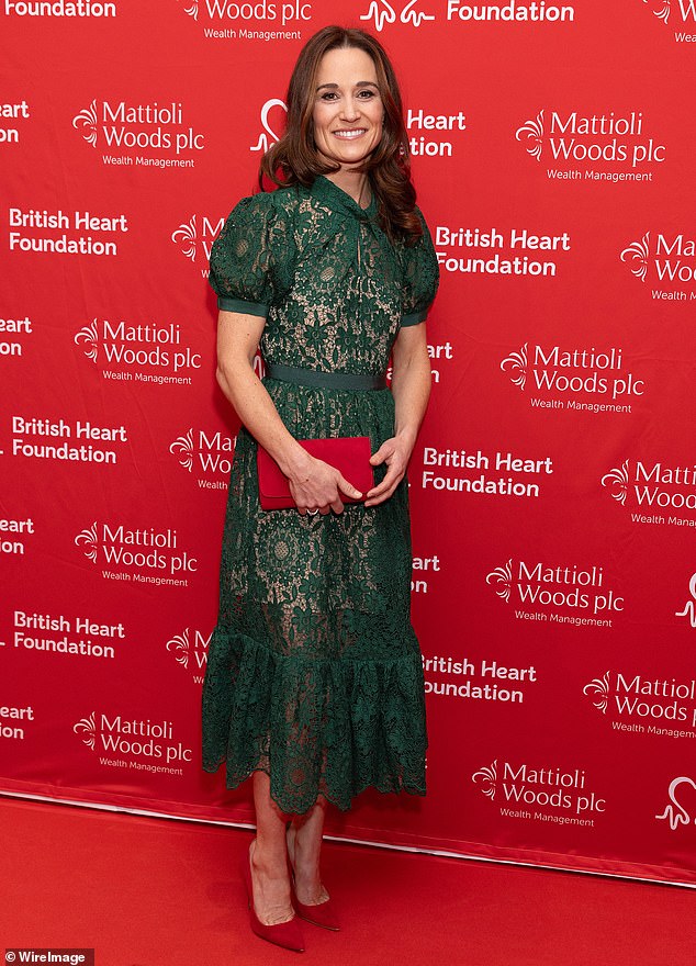 This Self Portrait dress gave Pippa an hourglass silhouette when she attended the Heart Hero Awards in 2023.