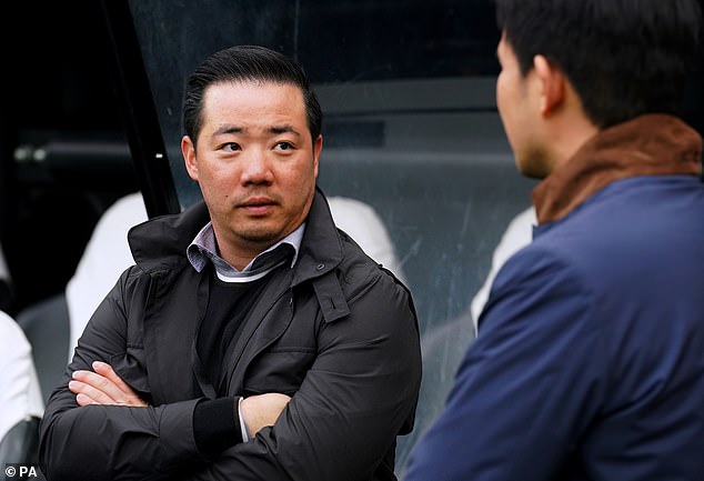 Leicester City chairman Aiyawatt Srivaddhanaprabha is pictured at a match last year.  His club has managed to exploit a loophole in the Premier League and EFL rules.