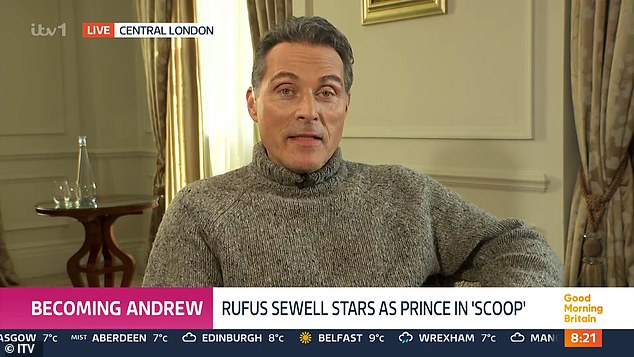 Rufus Sewell admitted that he immediately regretted accepting the role of Prince Andrew in Scoop because it was outside his comfort zone.