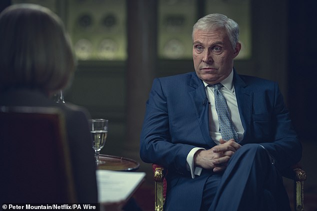 Prince Andrew (played by Rufus Sewell) appears telling a sick joke about Jimmy Savile in the new Netflix film Scoop, which tells the backstory of his infamous 2019 interview with Newsnight.