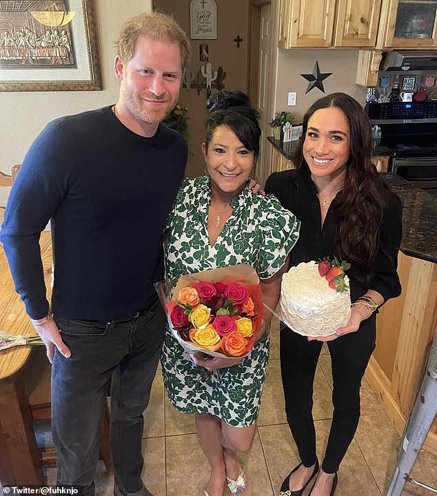Heartwarming new photos capture the sweet moment Prince Harry and Meghan Markle paid a surprise visit to the family of a woman killed in the Uvalde school shooting