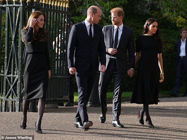 Once dubbed the 'Fab Four', the two couples have not been seen in public together since the Queen's funeral (pictured on 10 September 2022)