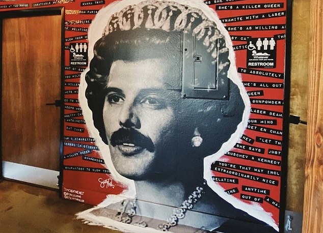 The La Barbecue mural showed Freddie Mercury of the band Queen dressed as the late Queen Elizabeth II