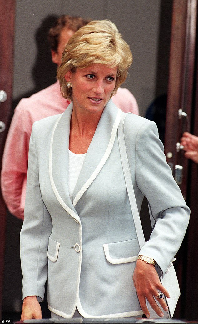 Diana, Princess of Wales (pictured leaving the English National Ballet studios in February 1996), had an affair with James Hewitt between 1986 and 1991