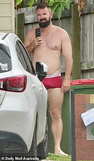 Jackson Martin appeared outside in only his underwear on Monday