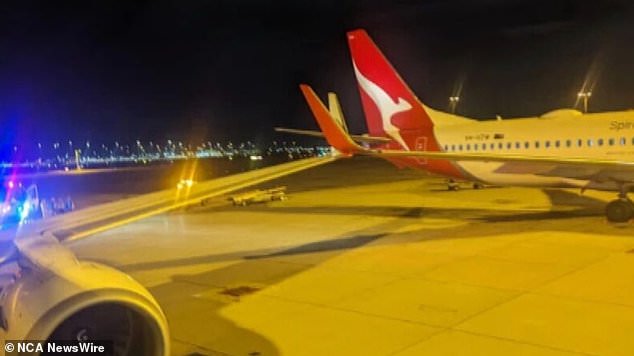 The wingtips of two Qantas planes collided at Perth Airport.  nine news