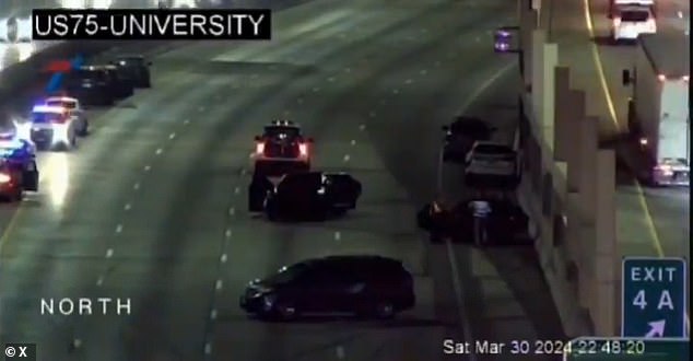 Footage has emerged showing the aftermath of the crash involving Rashee Rice's car in Dallas.