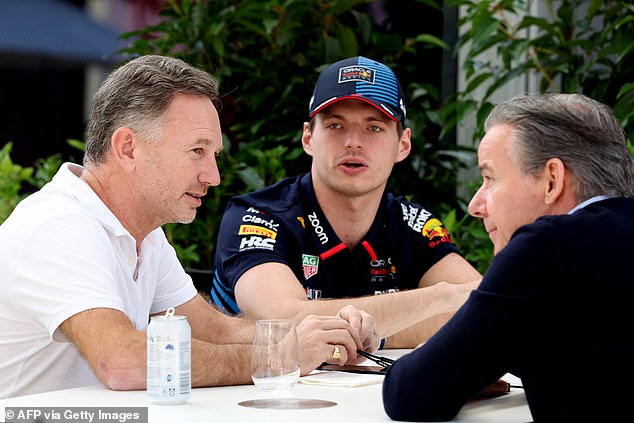 Horner was pictured meeting Max Verstappen and the driver's manager, Raymond Vermeulen, arriving at the Albert Park circuit shortly after on Thursday.