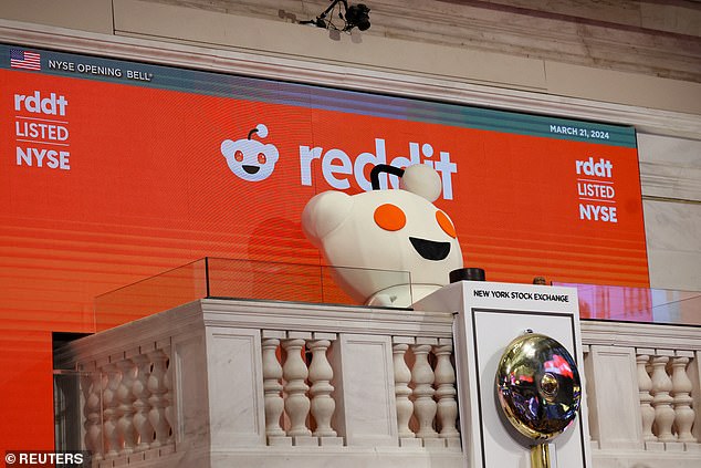 A mascot bearing Reddit's recognizable logo rang the opening bell at the New York Stock Exchange Thursday morning.