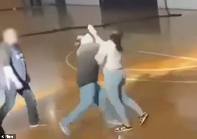 Spectators filmed a fight that broke out during an under-16 basketball game last Saturday.