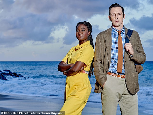 Ralf Little has become the latest Death In Paradise lead to leave the show.  Pictured with co-star Shantol Jackson, who plays Naomi Thomas.