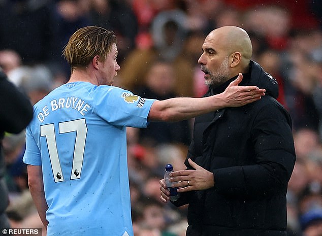 Guardiola also reflected on his decision to replace Kevin De Bruyne during the clash
