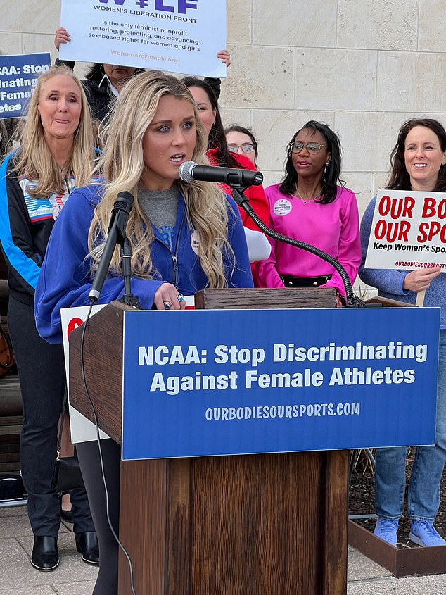 Women's rights activist and former college swimmer Riley Gaines is among 16 female athletes who have filed a lawsuit against the National Collegiate Athletics Association