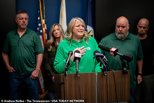 Michelle Strain Whiteid, the heartbroken mother of Riley Strain has broken her silence at a press conference just hours after her 22-year-old son was found dead in a river eight miles from where he disappeared in Nashville.