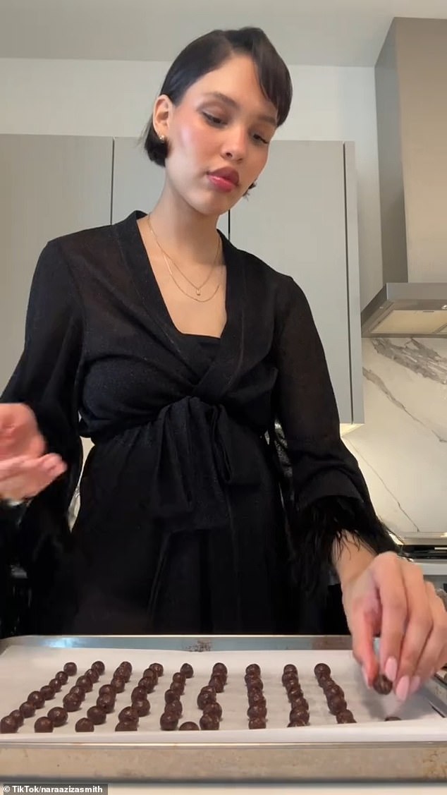 On January 26, Nara, who is South African and German, shared a video creating both treats in a glamorous black robe with faux fur cuffs and the internet went wild.