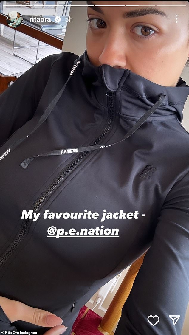 The British singer took to Instagram to share a candid photo of herself wearing her 'favorite' $169 jacket from the fashion line