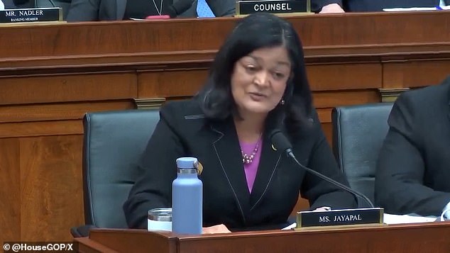 In a tense exchange with Rep. Pramila Jayapal (above) on whether his damning report cleared Biden, he said: 'I didn't exonerate him'