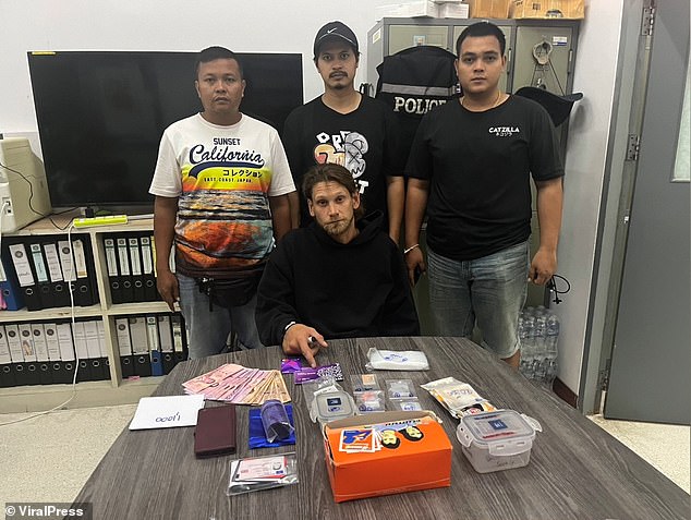 Andrew Brett, 35, faces up to life in prison or the death penalty after being arrested for allegedly trafficking cocaine and LSD to tourists in Thailand.