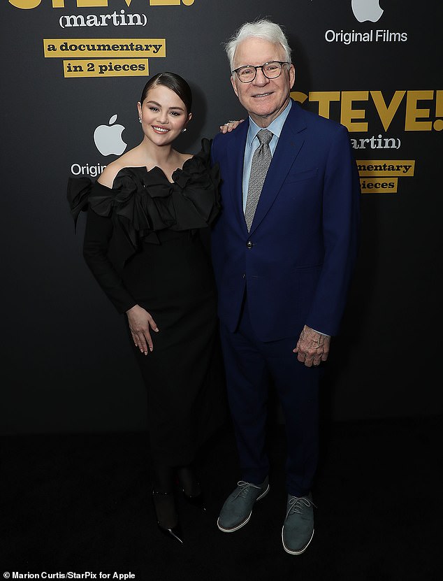 She shined on the red carpet as she embraced comedy icon Martin, who looks back on his incredible Hollywood career in the two-part Apple TV+ documentary.