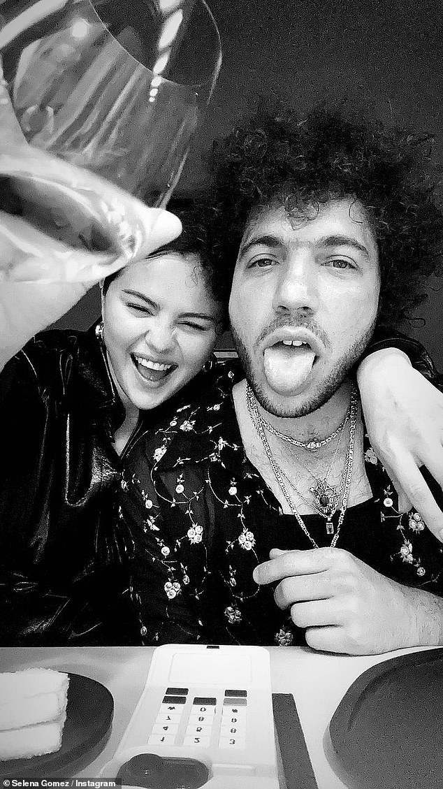 Selena Gomez showed her affection for her boyfriend, Benny Blanco, by sharing a trio of black and white photos on her Instagram Story on Saturday.