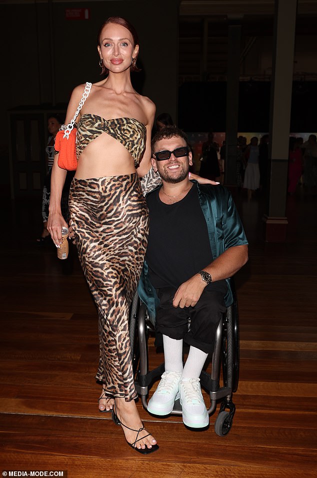 Dylan Alcott and his sexologist girlfriend Chantelle Otten turned heads on Wednesday as they led celebrity arrivals at the Melbourne Fashion Festival.  Both in the photo