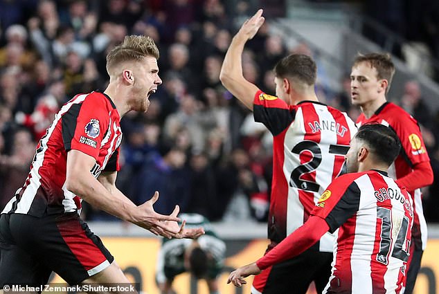 Kristoffer Ajer scored nine minutes into stoppage time to draw Brentford level at the death.