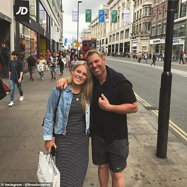 Shane Warne's children have paid tribute to their late father two years after his shocking death.  He appears in the photo with his daughter Brooke.