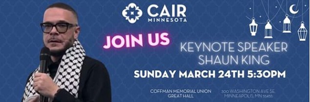 King had been booked to speak at a fundraising dinner in Minneapolis this coming Sunday for the Council on American-Islamic Relations (CAIR)
