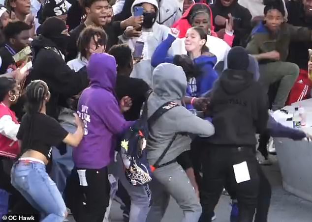 Pike Outlets in Long Beach, California, closed their doors prematurely after a fight broke out between two girls that turned into an all-out brawl involving several hundred people.