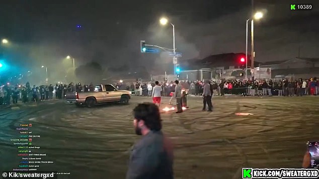 A pickup truck plowed into a crowd during a street takeover in South Los Angeles