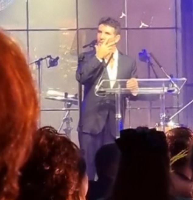 Simon Cowell broke down in tears as he took to the stage at the annual Together For Short Lives charity ball on Monday.