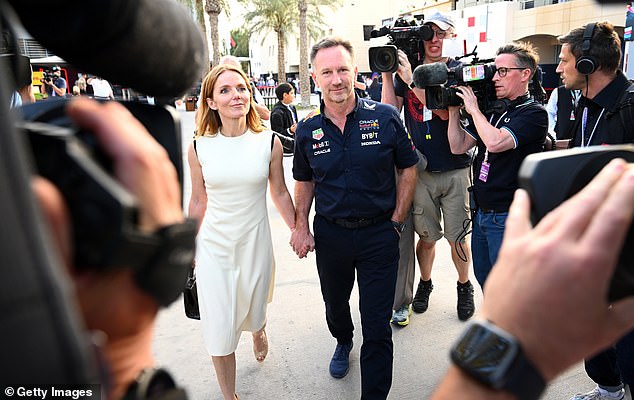 The Drive to Survive series won't air until next year, but will now feature behind-the-scenes footage of how the couple dealt with the scandal surrounding the alleged text messages.  In the photo: Christian and Geri Horner in Bahrain.