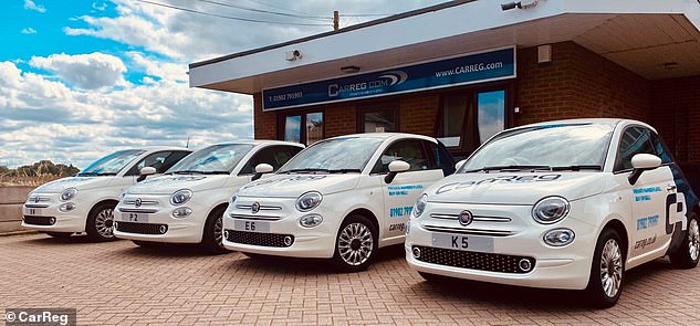 Superminis with superplates: This fleet of Fiat 500s has some of the most expensive British number plates