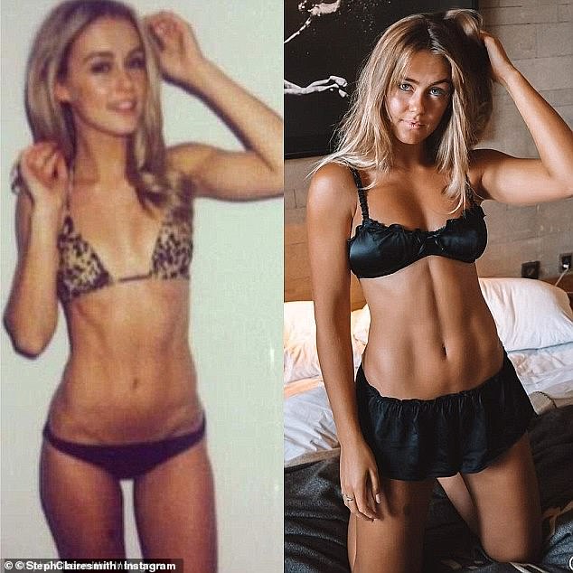 The 29-year-old influencer told host Sarah Grynberg that she used to scream at her mother for using olive oil in her cooking.  Pictured on the left as a 19-year-old