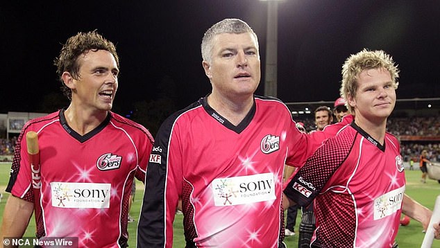 The former fast bowler (pictured center with cricket star Steve Smith, right, during a 2012 Big Bash League match) is accused of being involved in a large-scale cocaine racket.