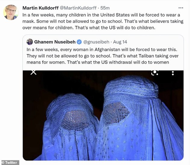 The former teacher has been accused of making inflammatory comments during the pandemic, at one point comparing children wearing masks to the Taliban's brutal treatment of women.