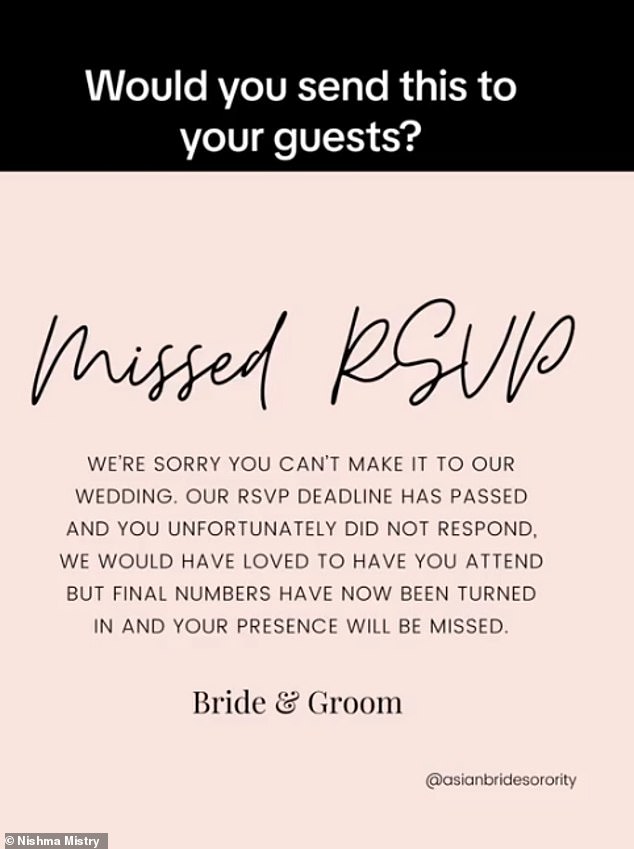 Tacky bride causes debate after uninviting guests to wedding who