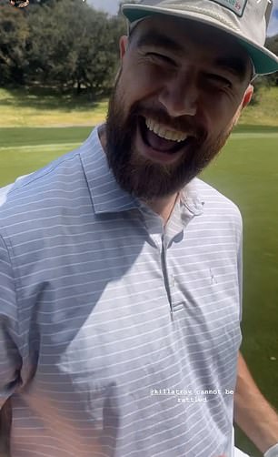 Kelce's cap contained references to the pop star playing golf this week.