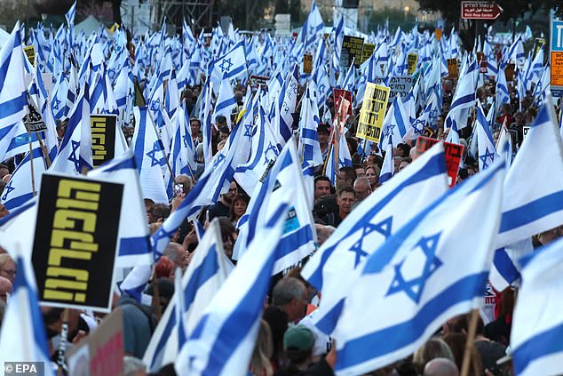 Tens of thousands of people took to the streets of Israel in what is believed to be the largest protest since the start of the war.