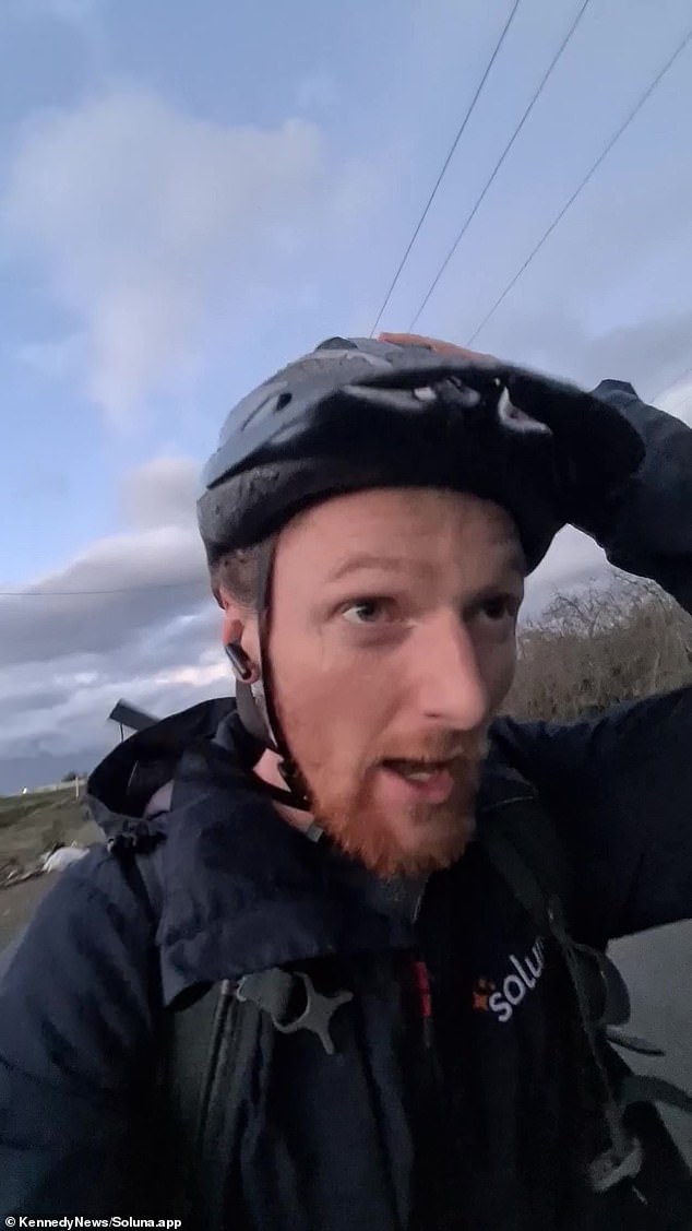Ed Hack filmed himself being chased by two giant pit bulls while cycling in California