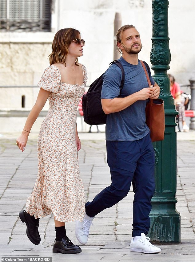 The romance between Harry Potter actress Emma Watson and Brandon (pictured together on vacation in Venice, Italy, in August 2020) came to an end after 18 months.