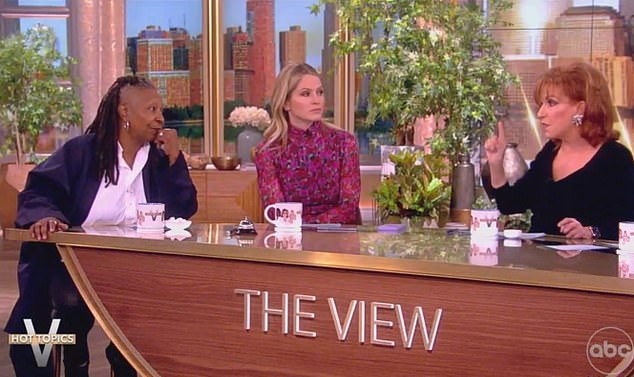 Whoopi was clearly frustrated with Sara and her co-host Joy Behar (right) as they discussed Kate and the Photoshopping drama