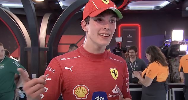 Oliver Bearman was interviewed by Sky Sports after his debut race in Saudi Arabia