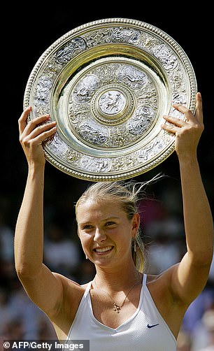Sharapova, pictured sporting her trademark blonde locks, won Wimbledon in 2004.