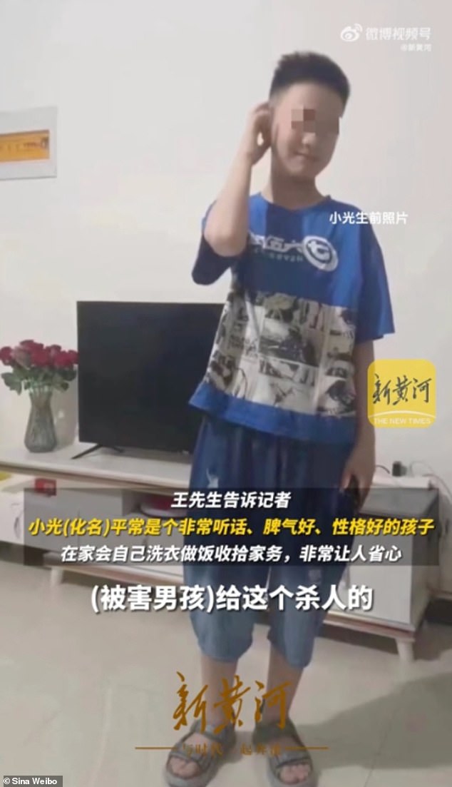 The young boy, who was only identified by his surname, Wang, (pictured) was reportedly found buried in an abandoned vegetable garden in Handan, northern China, last week.