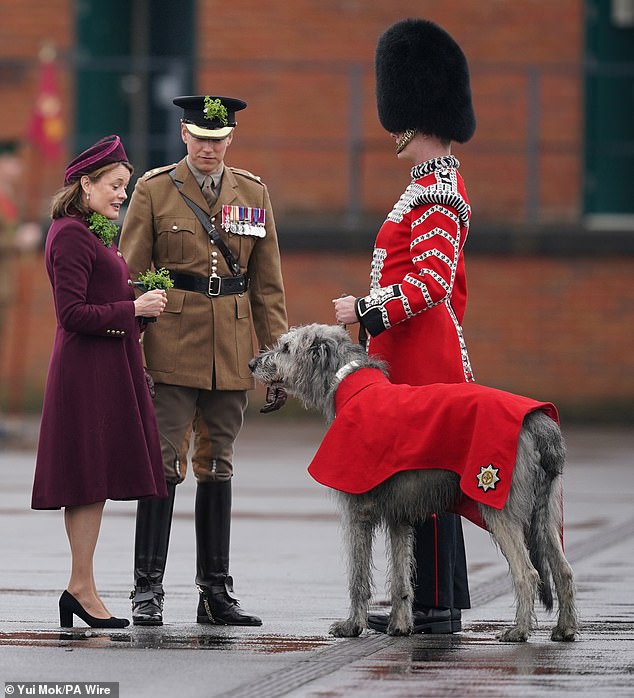 Lady Ghika, wife of Major General Sir Christopher Ghika, lined up for the Princess of Wales at this year's Irish Guards St Patrick's Day parade